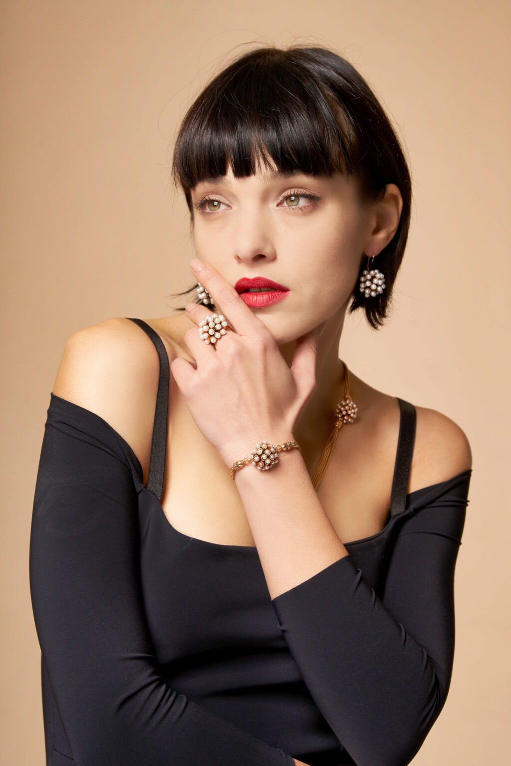 Anello da Cocktail Donna | Perle D' Imitazionre a Cupola Grande