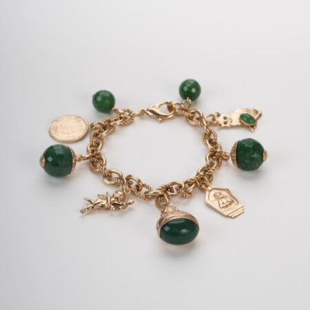 Bracciale Dorato Oro Vintage con Sigillo, Regina e Angeli