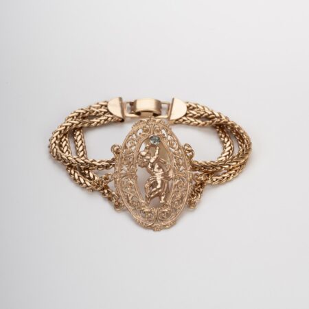 Bracciale Angelo Vittoriano e Cristallo Grigio Diamante - Cimelio Artigianale Toscano