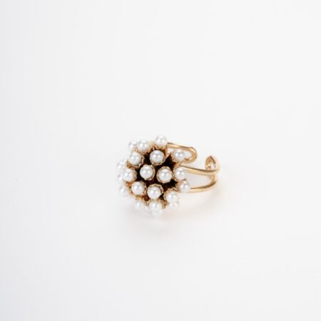 Anello Cocktail Vittoriano con Perle D'Imitazione Regolabile