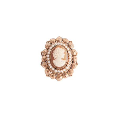 Anello Cammeo regolabile con perle d'imitazione