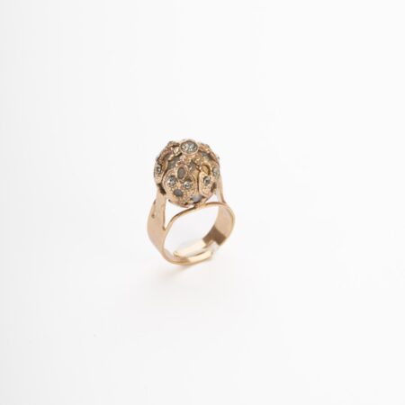 Anello "Palla Prigioniera" Regolabile Dorato Oro 14K