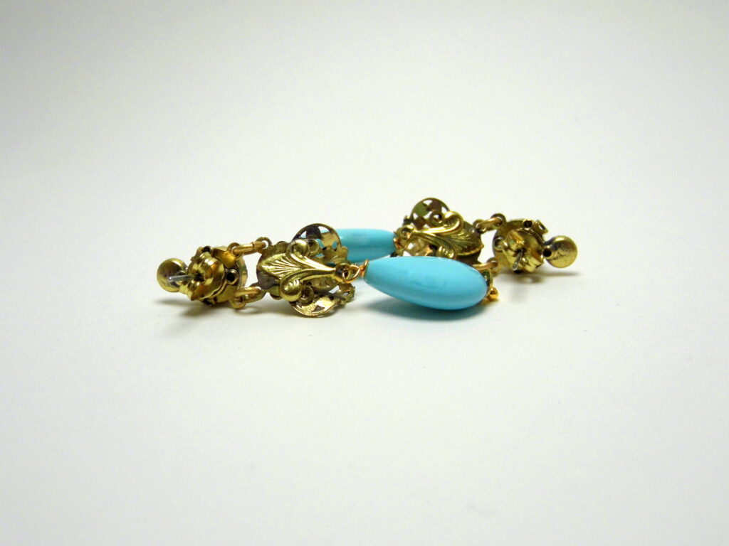 "Belle Époque" Turquoise and Pearls Earrings - Retro Charm