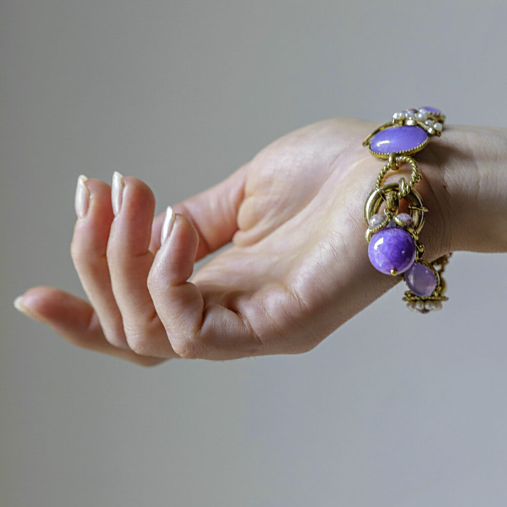 Bracciale Agata Lilla, Perle Fiume e Filigrana - Eleganza d'Epoca