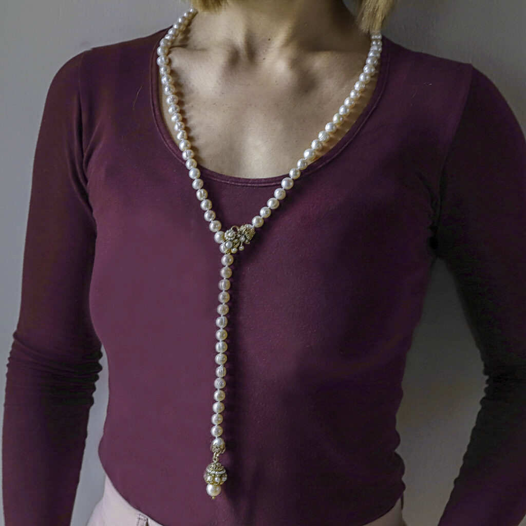 Classic River Pearl Long Necklace | Handcrafted Jewel Made in Italy | Timeless Elegance Adjustable