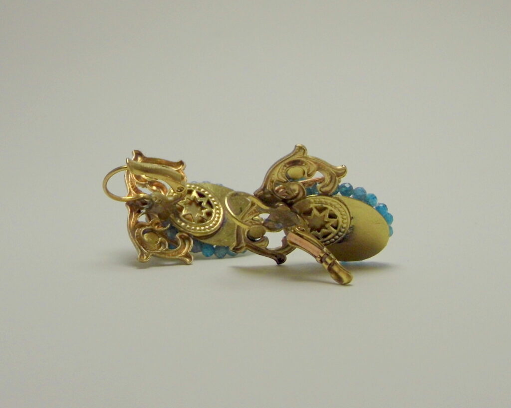 Orecchini Filigrana Ottone con Cristalli Gialli e Blu
